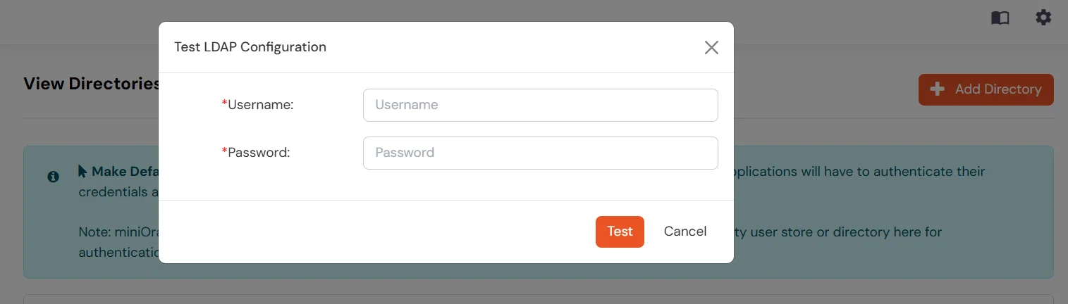 QlikView : Enter username and password to test LDAP connection